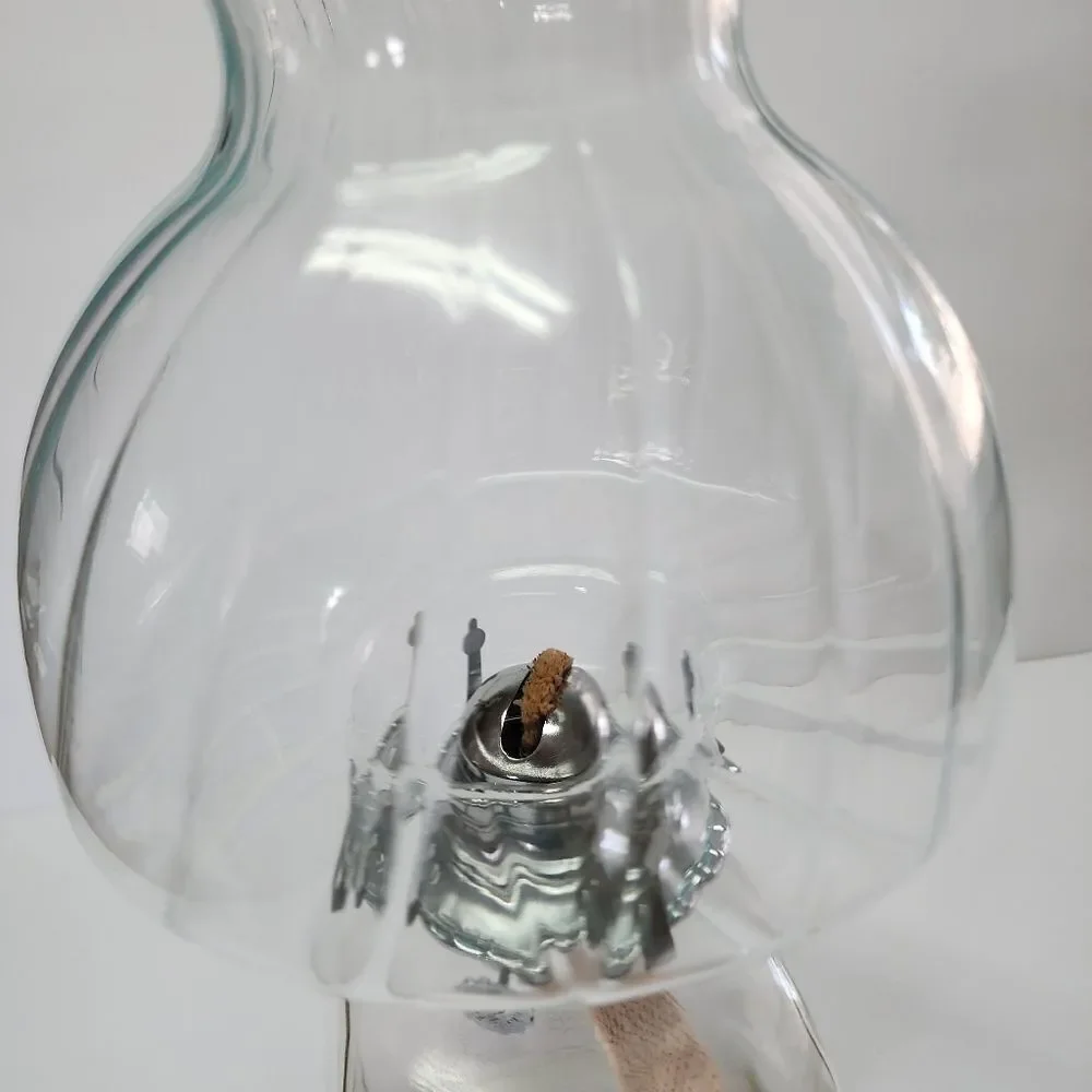 Vintage Lamplight Farms Clear Glass Oil Lamp with Cube Base